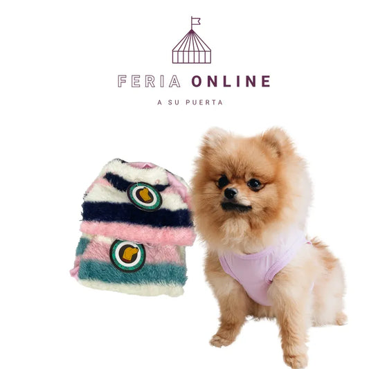 Buzo Cuello Tortuga Peluche Rayas Hembra