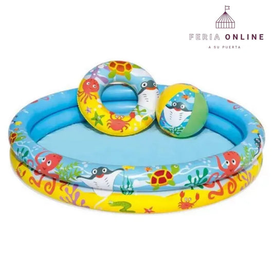 Piscina Infantil Con Pelota Y Aro Inflable