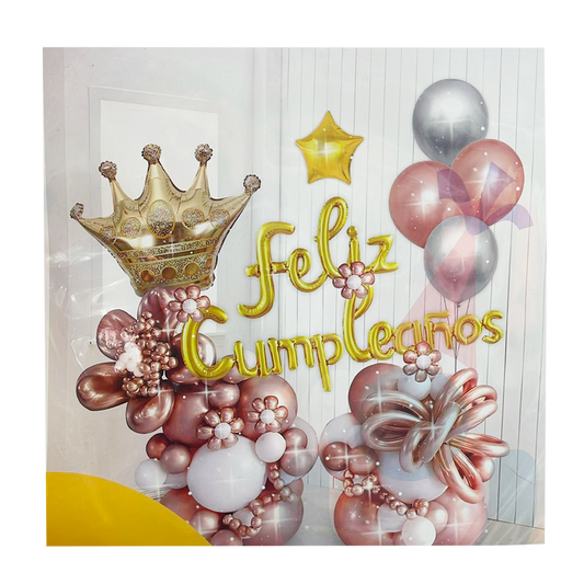 Bouquet de Piso Completo Feliz Cumpleaños Golden