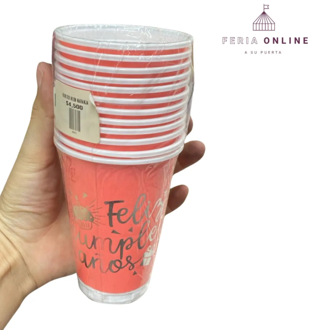Vaso Neon Feliz Cumpleaños