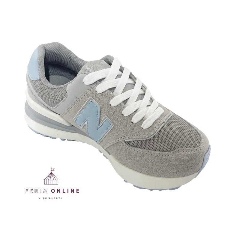 Tennis para Dama New Balance Gris-Celeste