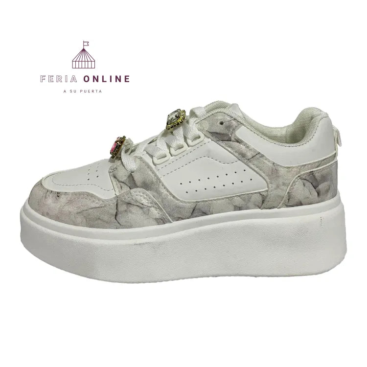 Tenis para Mujer Marmolizado con Piedras