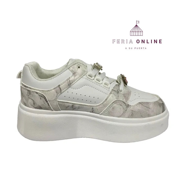 Tenis para Mujer Marmolizado con Piedras