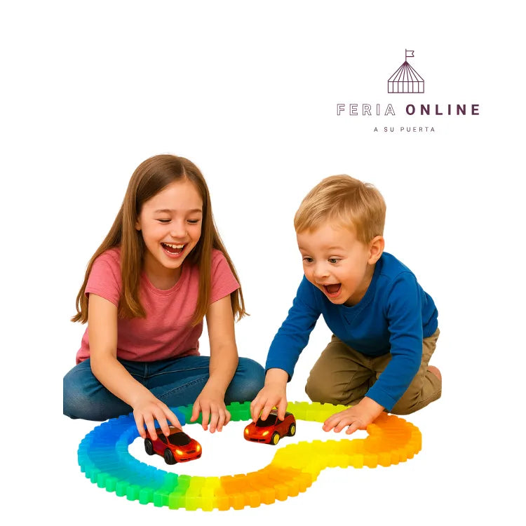 Pista LED de Carros Dinosaurio 40PCS.