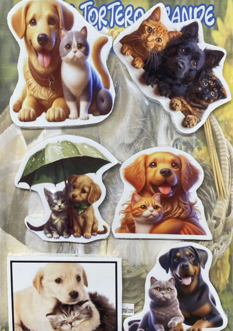 STIKER TORTA CACHORROS Y GATOS