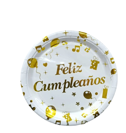 PLATO PARA FIESTA F.C LETRA DORADA