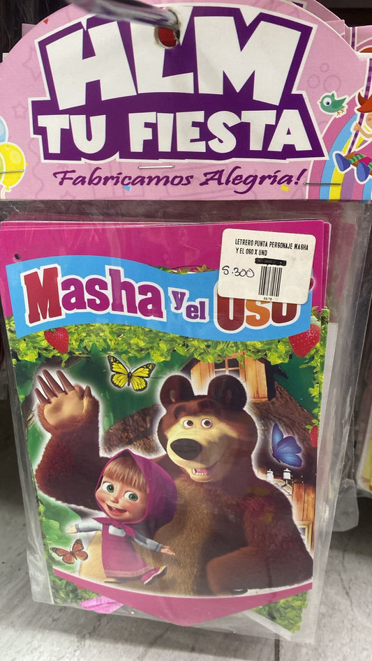 LETRERO PUNTA PERSONAJE MASHA Y EL OSO X UND