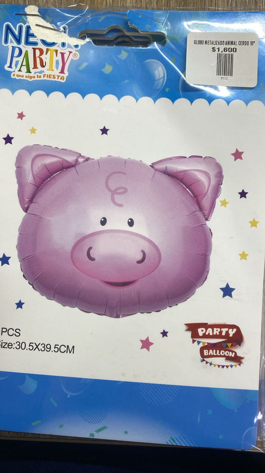 globo metalizado animal cerdo 18"