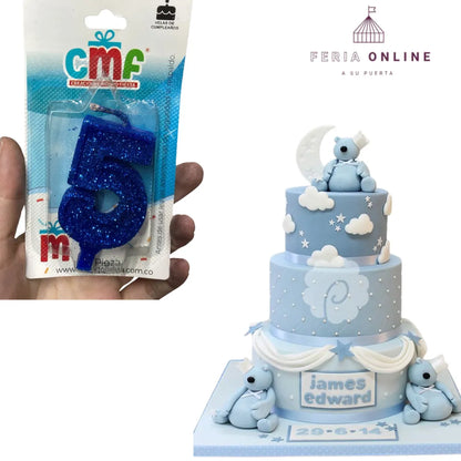 Velas Escarchada Números Azul