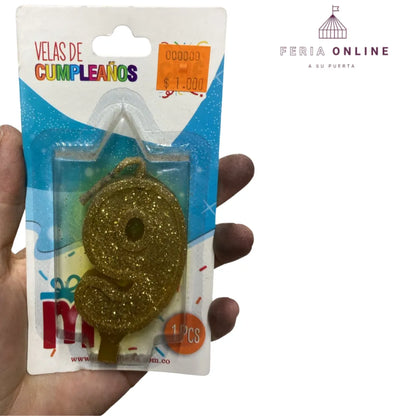 Velas Escarchada Números Dorados