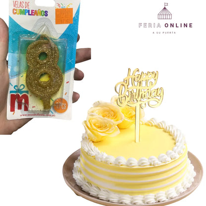 Velas Escarchada Números Dorados