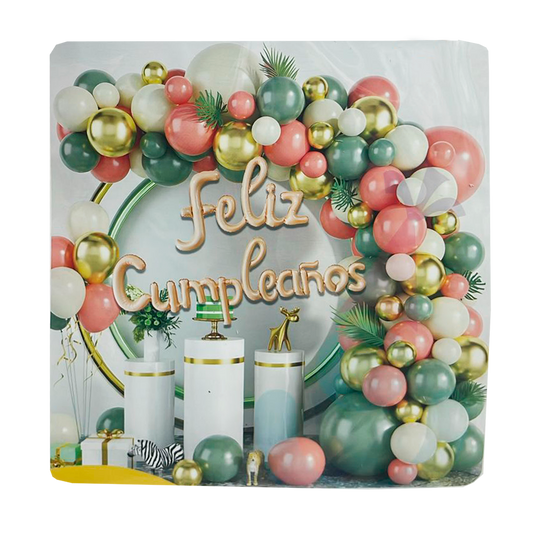 Bouquet Completo Feliz Cumpleaños Rosa | Dorado | Blanco | Verde