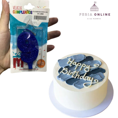 Velas Escarchada Números Azul