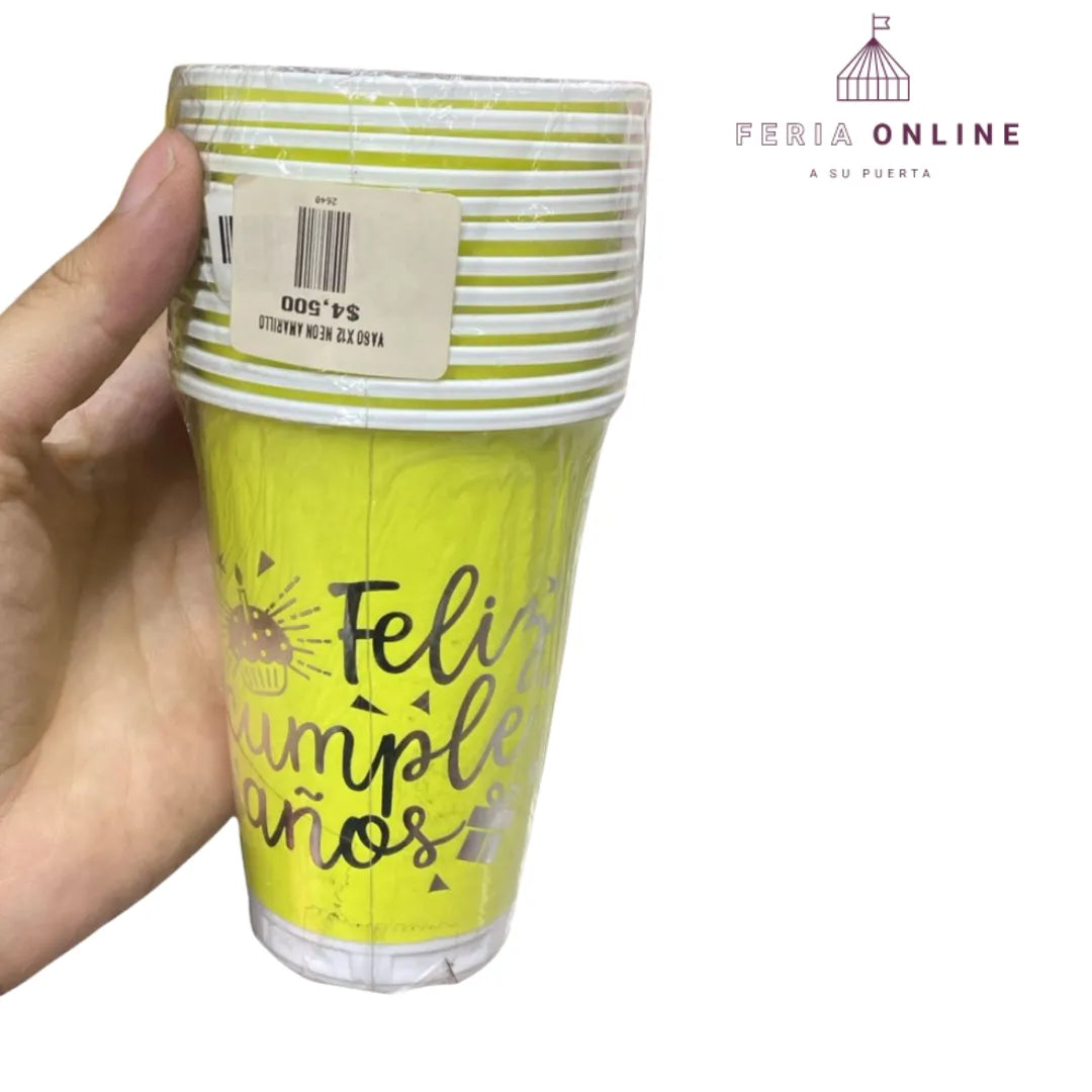 Vaso Neon Feliz Cumpleaños