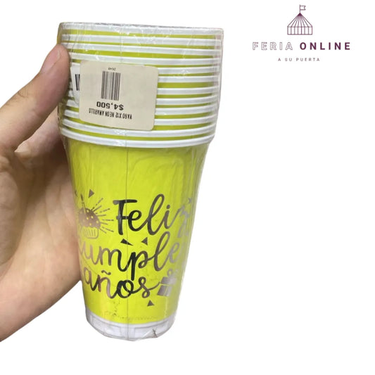 Vaso Neon Feliz Cumpleaños