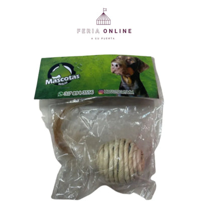Pelota Para Gato En Sisal Con Pluma