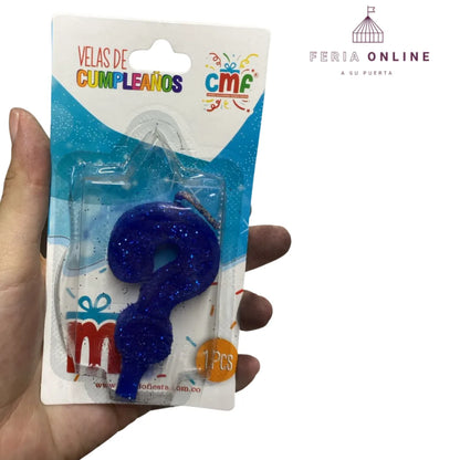 Velas Escarchada Números Azul