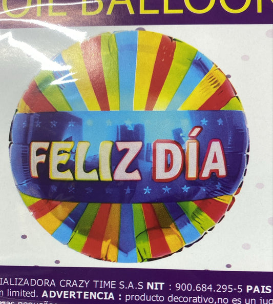 GLOBO FELIZ DIA 10" RAYAS