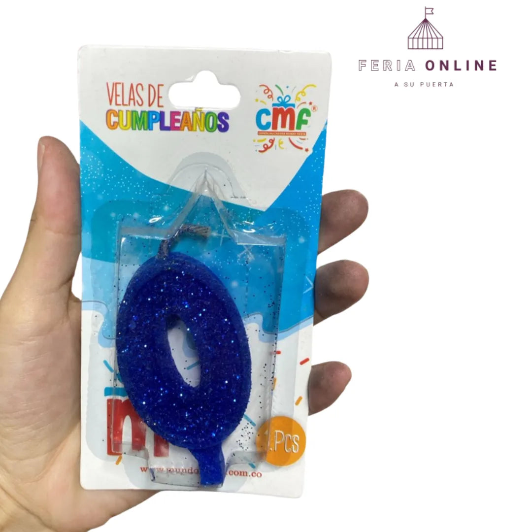 Velas Escarchada Números Azul