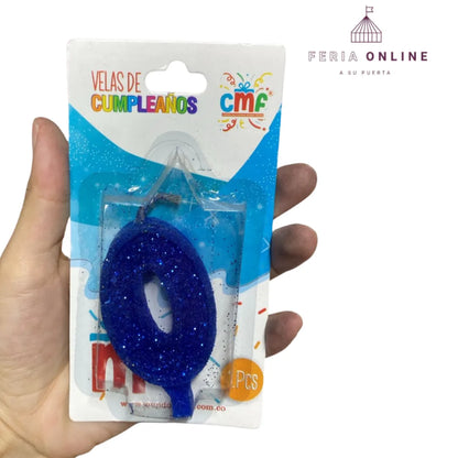 Velas Escarchada Números Azul