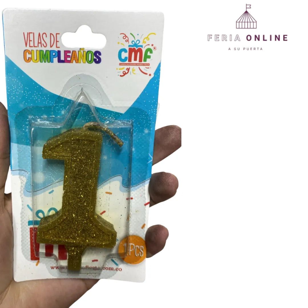 Velas Escarchada Números Dorados