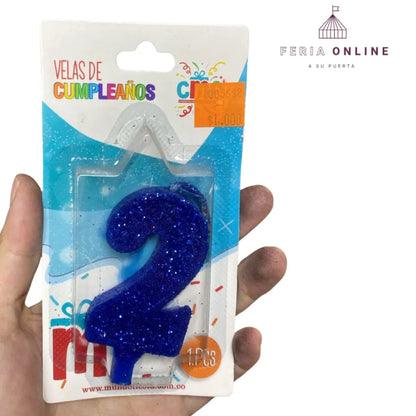 Velas Escarchada Números Azul