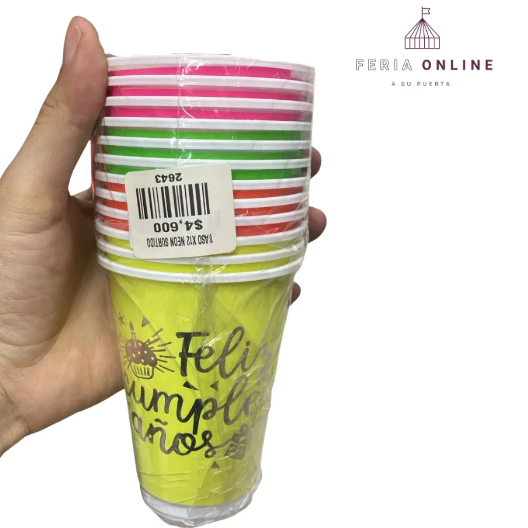 Vaso Neon Feliz Cumpleaños