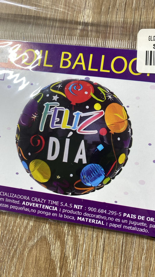 GLOBO FELIZ DIA 10" NEGRO