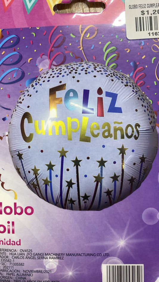 globo feliz cumpleaños 18 inch