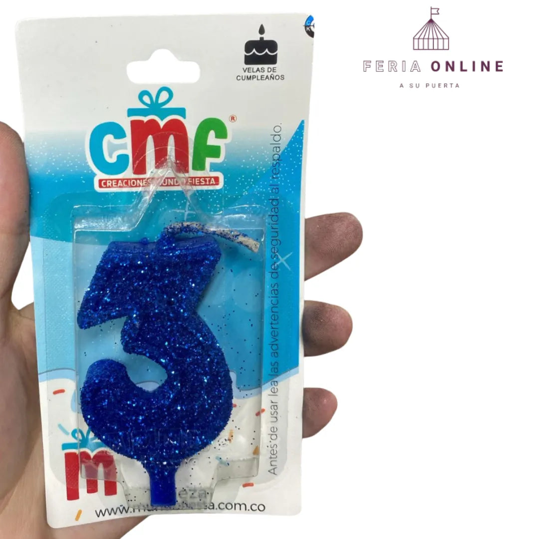 Velas Escarchada Números Azul