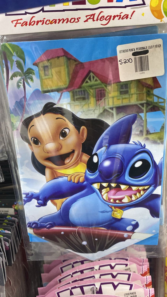 LETRERO PUNTA PERSONAJE LILO Y STICH