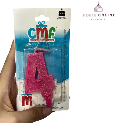 Velas Escarchada Números Fucsia