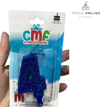 Velas Escarchada Números Azul