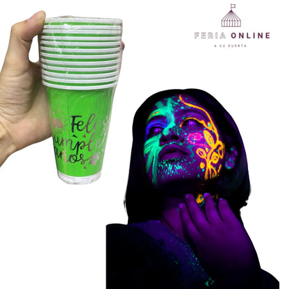 Vaso Neon Feliz Cumpleaños