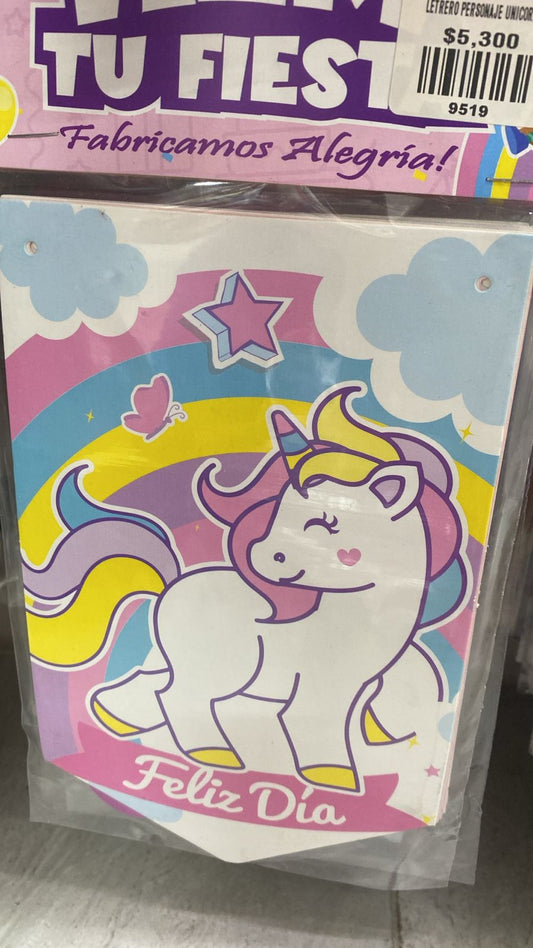 LETRERO PERSONAJE UNICORNIO