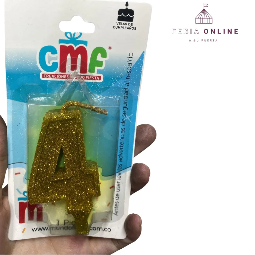 Velas Escarchada Números Dorados