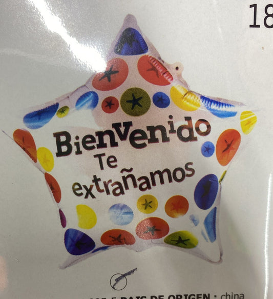 GLOBO BIENVENIDO TE EXTRANAMOS 18"