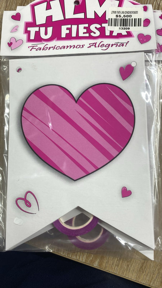 LETRERO PUNTA LINEA CORAZONES ROSADOS