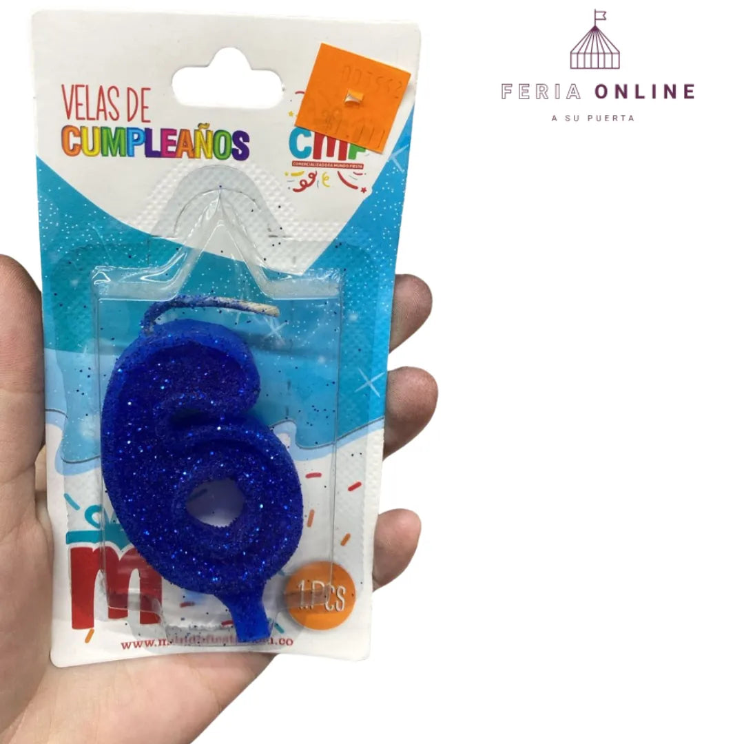 Velas Escarchada Números Azul