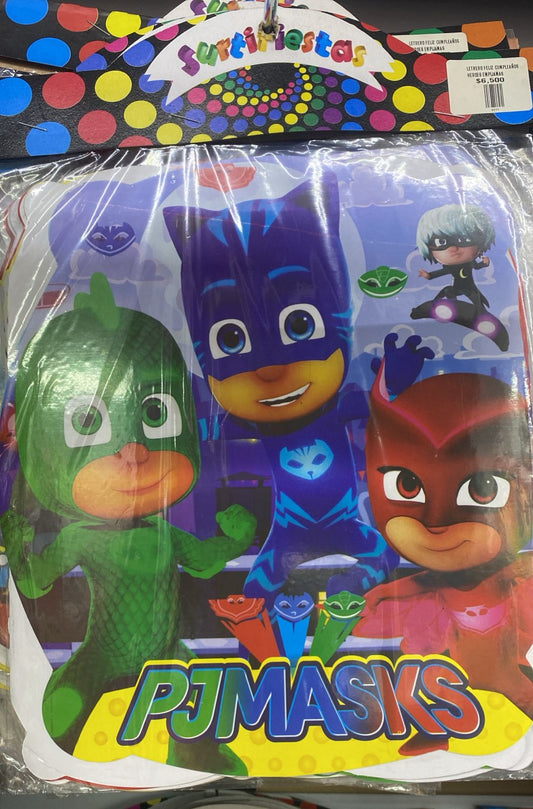 LETRERO FELIZ CUMPLEAÑOS HEROES EMPIJAMAS