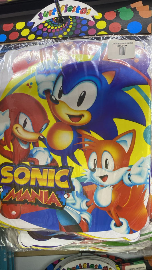 LETRERO FELIZ CUMPLEAÑOS SONIC