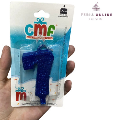 Velas Escarchada Números Azul