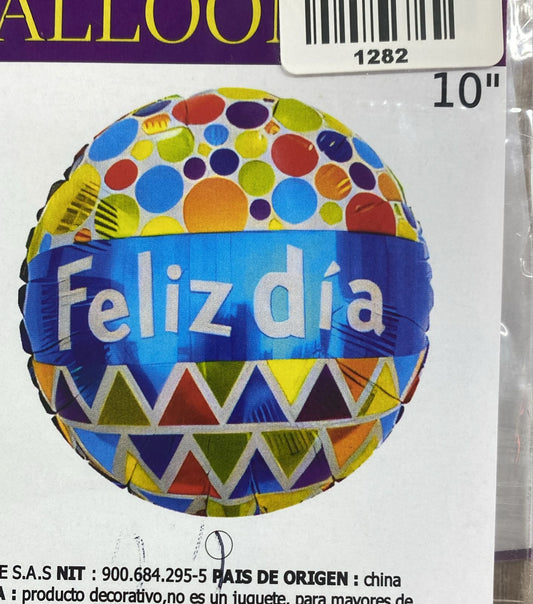 GLOBO FELIZ DIA 10" BOLAS