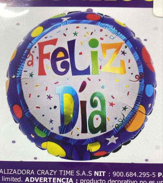GLOBO FELIZ DIA 10" CONFETI