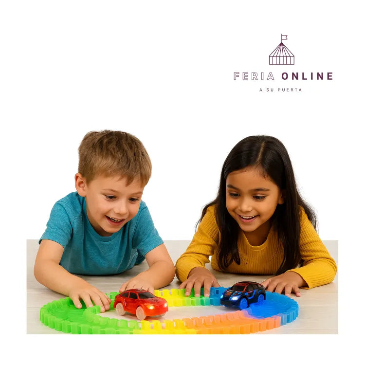 Pista LED de Carros Dinosaurio 40PCS.