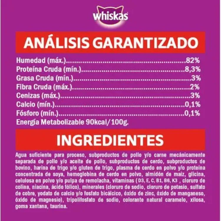 Alimento Húmedo Whiskas Gatos Castrados Carne