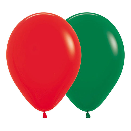 Globo Látex Redondo Fashion Surtido Navidad Rojo y Verde Selva
