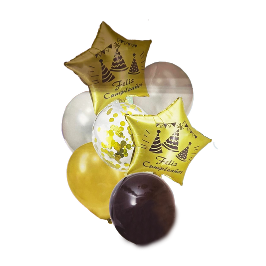 Kit Feliz Cumpleaños Globos Dorados