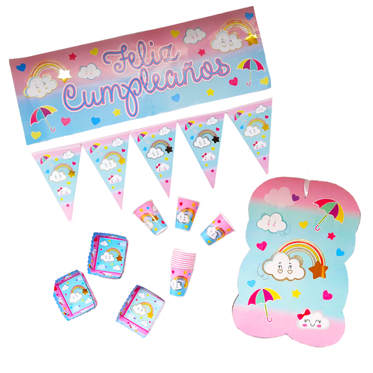 Kit Temática Feliz Cumpleaños Arcoíris