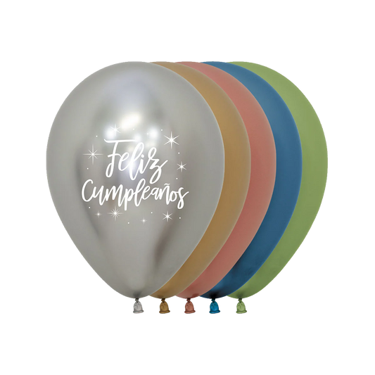Globo Látex Redondo Feliz Cumpleaños Radiante Reflex